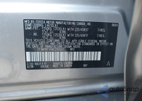 2024 Toyota Rav4 Xle из США, поврежденный, VIN 2T3W1RFV4RC293247